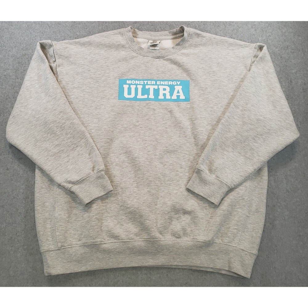 Monster Energy Ultra Sweatshirt Crew Neck Heather Gray Unisex Size 2X Pullover